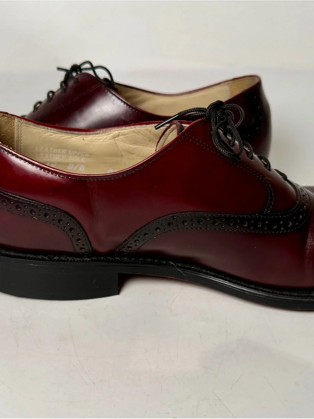 USA Bostonian Classics Burgundy Leather Cap Toe Oxford Dress Shoes, Size 10 D